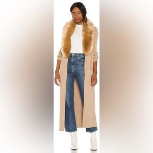 *SOLD OUT* NWT SHOW ME YOUR MUMU LOMBARDI FAUX FUR LONG CARDIGAN in TAN TAUPE XS